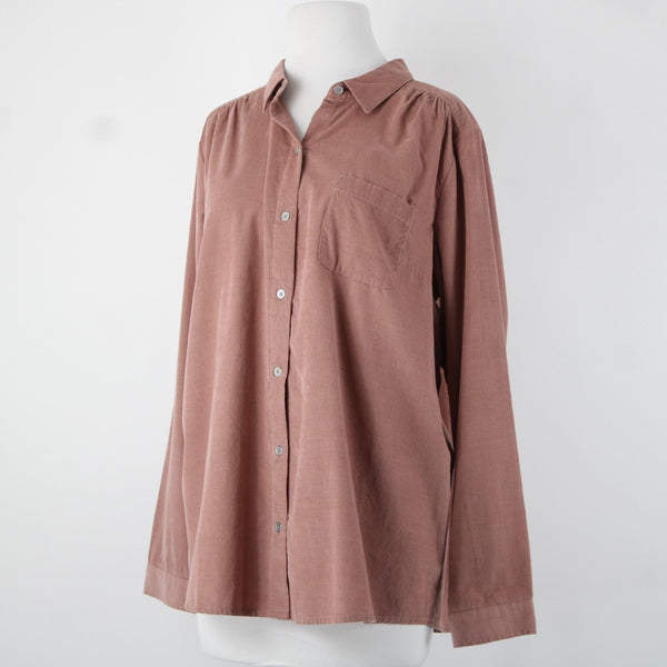 J Jill Corduroy NEW Sz M Chai Latte Pink Collared Buttons Cotton Lyocell Top