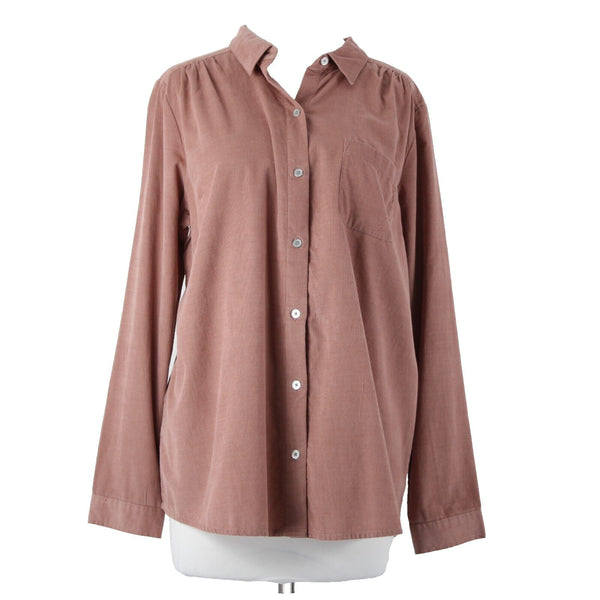 J Jill Corduroy NEW Sz M Chai Latte Pink Collared Buttons Cotton Lyocell Top