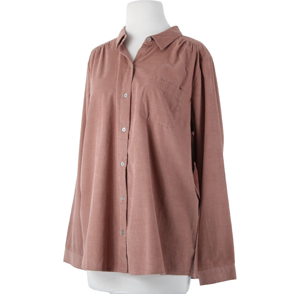 J Jill Corduroy NEW Sz M Chai Latte Pink Collared Buttons Cotton Lyocell Top