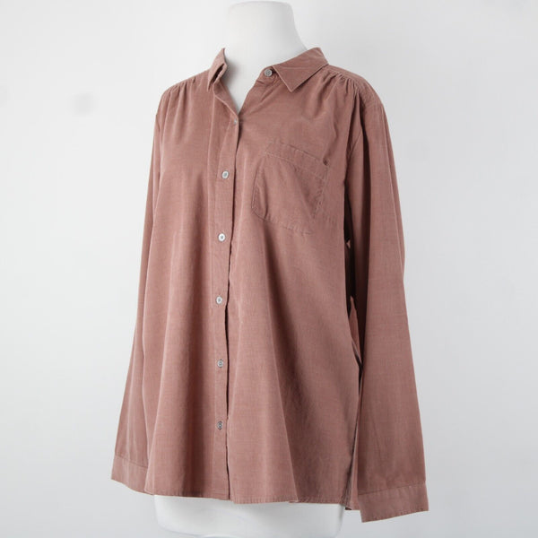 J Jill Corduroy NEW Sz M Chai Latte Pink Collared Buttons Cotton Lyocell Top