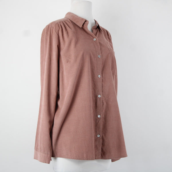 J Jill Corduroy NEW Sz M Chai Latte Pink Collared Buttons Cotton Lyocell Top