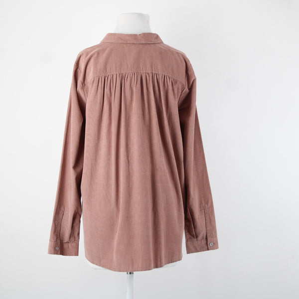 J Jill Corduroy NEW Sz M Chai Latte Pink Collared Buttons Cotton Lyocell Top