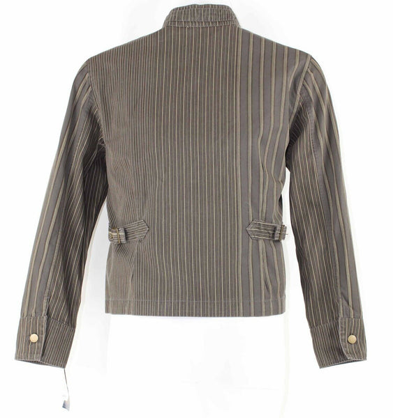 Shaver Lake NEW $47 Sz 12 Brown Tan Stripe 100% Cotton Jean Jacket