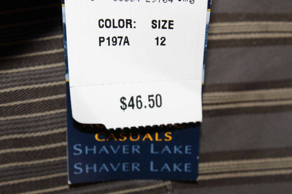 Shaver Lake NEW $47 Sz 12 Brown Tan Stripe 100% Cotton Jean Jacket