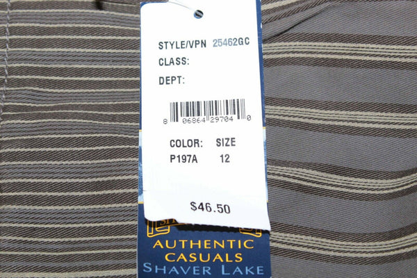Shaver Lake NEW $47 Sz 12 Brown Tan Stripe 100% Cotton Jean Jacket