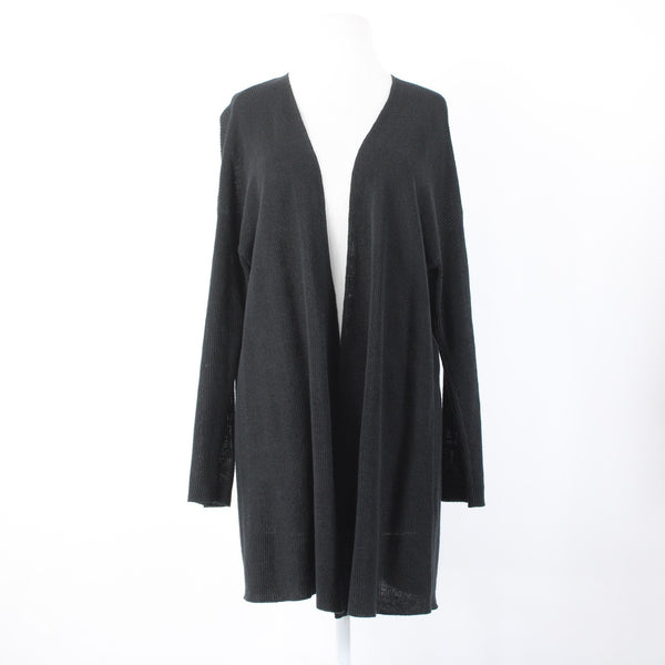 Eileen Fisher Wrap Sz Sp Black Long Sleeve Organic Linen Organic Cotton Wrap