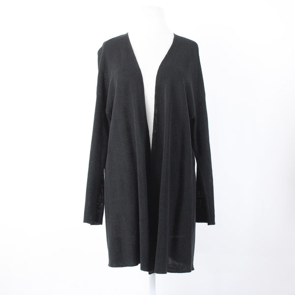 Eileen Fisher Wrap Sz Sp Black Long Sleeve Organic Linen Organic Cotton Wrap