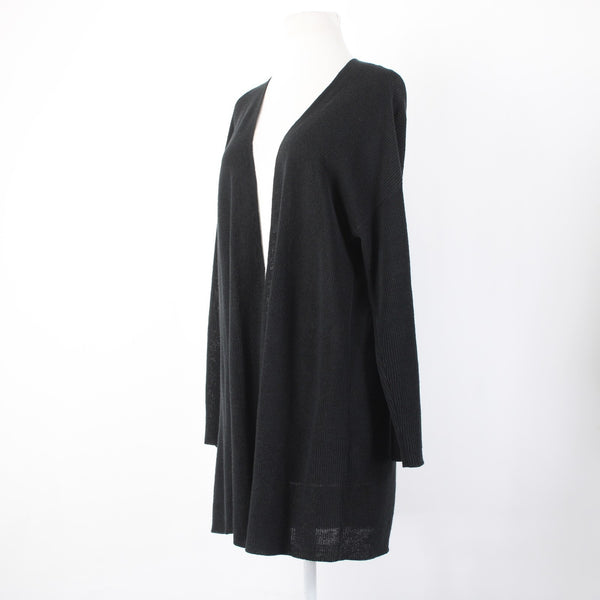 Eileen Fisher Wrap Sz Sp Black Long Sleeve Organic Linen Organic Cotton Wrap