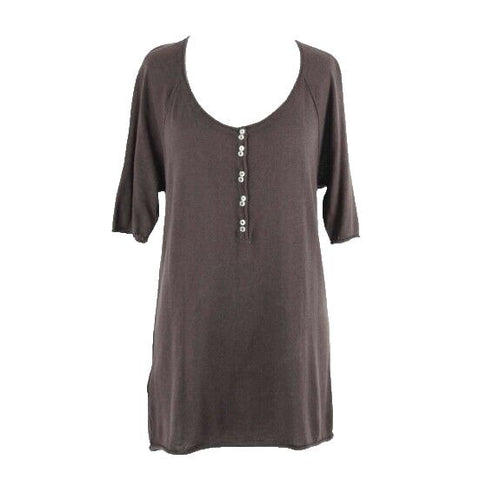 BCBGirls NEW $58 Sz L Brown Pullover Elbow Sleeve Modal Cotton Knit Top