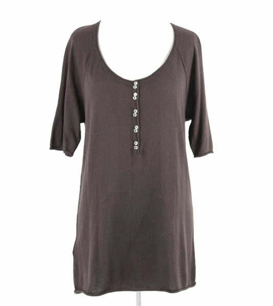 BCBGirls NEW $58 Sz L Brown Pullover Elbow Sleeve Modal Cotton Knit Top