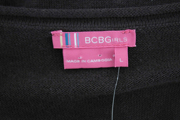 BCBGirls NEW $58 Sz L Brown Pullover Elbow Sleeve Modal Cotton Knit Top