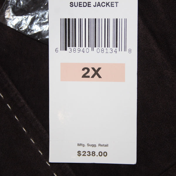 Karen Kane NEW $238 Sz 2X Brown Suede White Topstitch Pocket Unlined Jacket