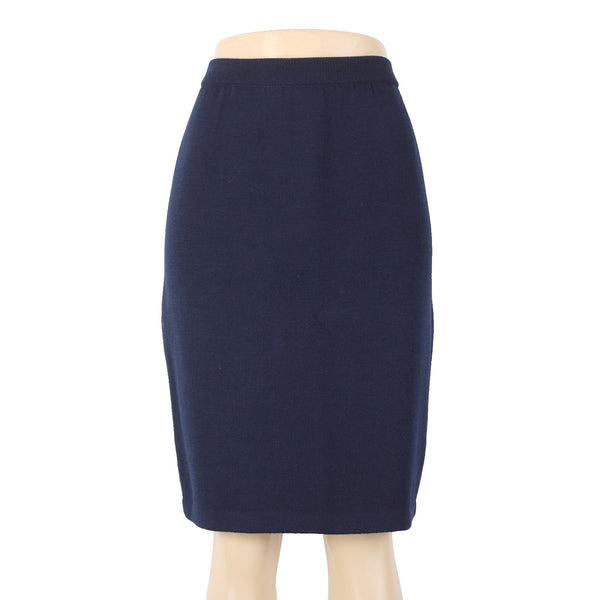 St John Collection Skirt Sz 6 Navy Blue Elastic Waist Santana Knit Skirt