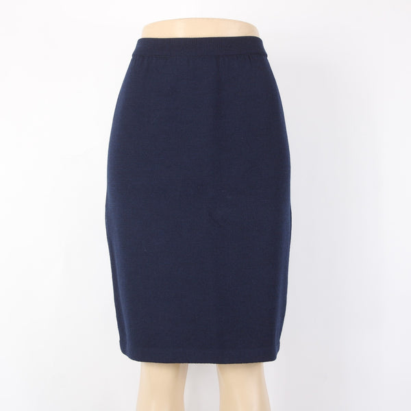 St John Collection Skirt Sz 6 Navy Blue Elastic Waist Santana Knit Skirt