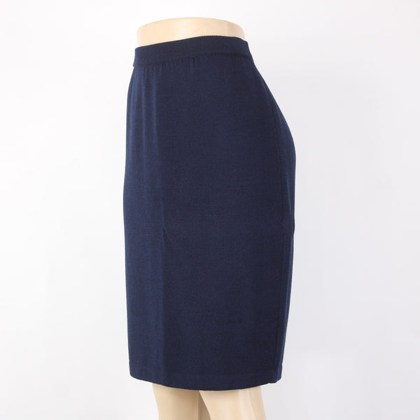 St John Collection Skirt Sz 6 Navy Blue Elastic Waist Santana Knit Skirt