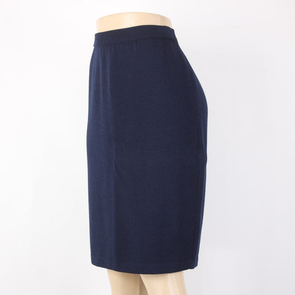 St John Collection Skirt Sz 6 Navy Blue Elastic Waist Santana Knit Skirt
