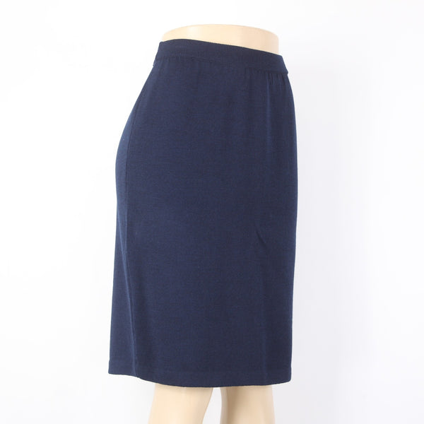 St John Collection Skirt Sz 6 Navy Blue Elastic Waist Santana Knit Skirt