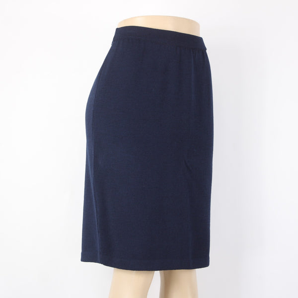 St John Collection Skirt Sz 6 Navy Blue Elastic Waist Santana Knit Skirt
