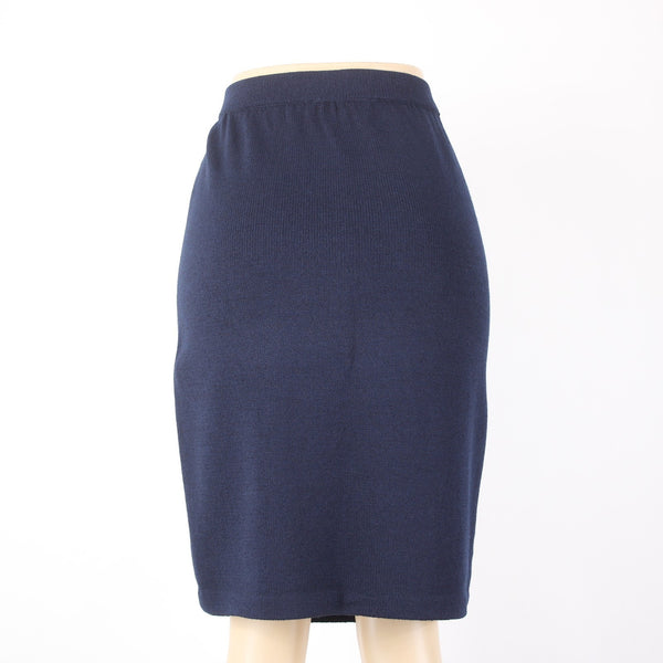 St John Collection Skirt Sz 6 Navy Blue Elastic Waist Santana Knit Skirt