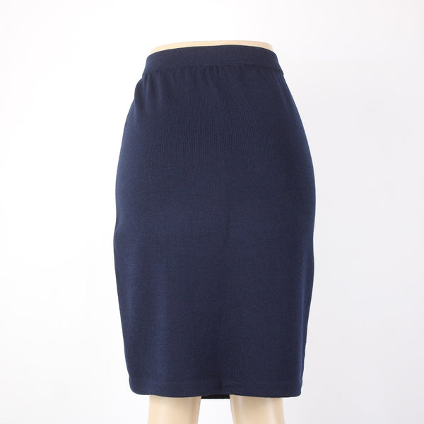 St John Collection Skirt Sz 6 Navy Blue Elastic Waist Santana Knit Skirt