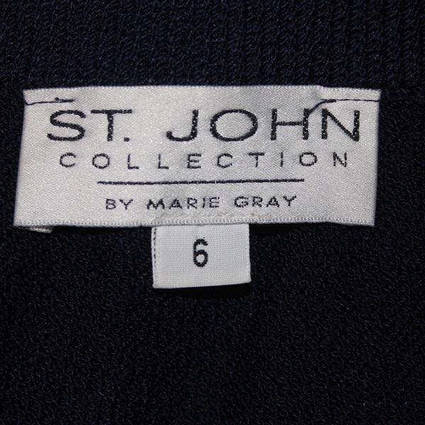 St John Collection Skirt Sz 6 Navy Blue Elastic Waist Santana Knit Skirt