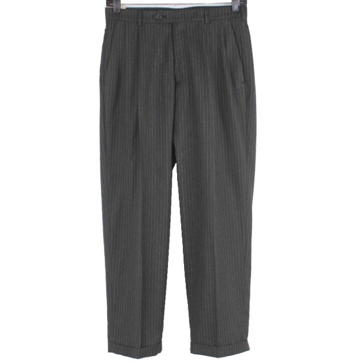 Haggar NEW $80 Sz 32 X 30 Charcoal White PS Pleat Cuff Poly Viscose Trouser