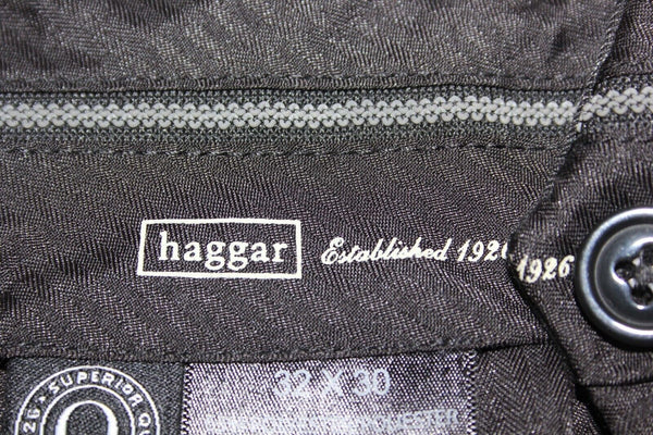 Haggar NEW $80 Sz 32 X 30 Charcoal White PS Pleat Cuff Poly Viscose Trouser