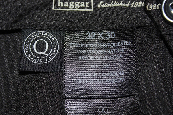 Haggar NEW $80 Sz 32 X 30 Charcoal White PS Pleat Cuff Poly Viscose Trouser