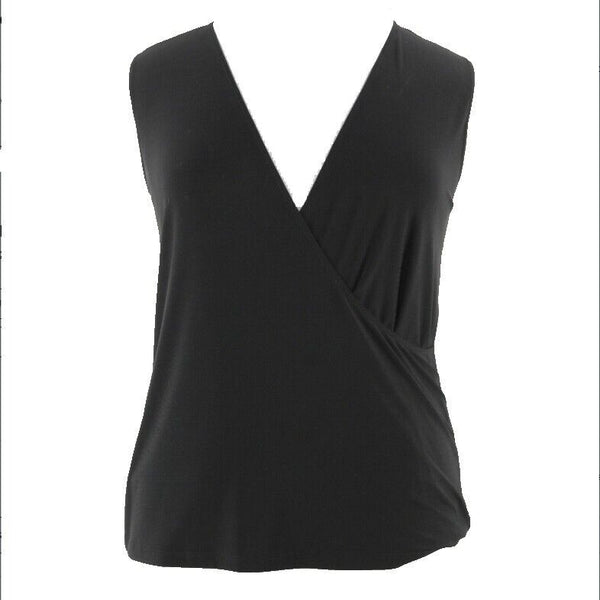 Lane Bryant Sz 14 18 Black V Neck Polyester Blend Top