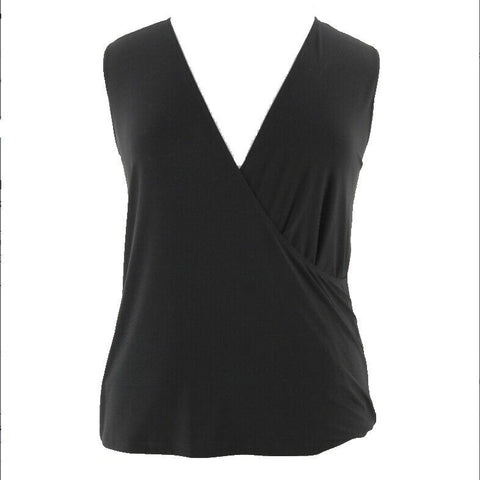Lane Bryant Sz 14 18 Black V Neck Polyester Blend Top