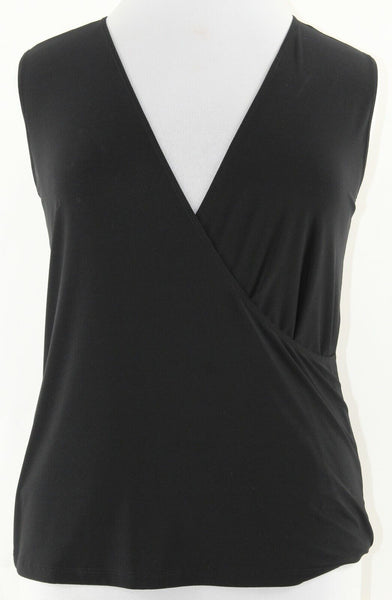 Lane Bryant Sz 14 18 Black V Neck Polyester Blend Top