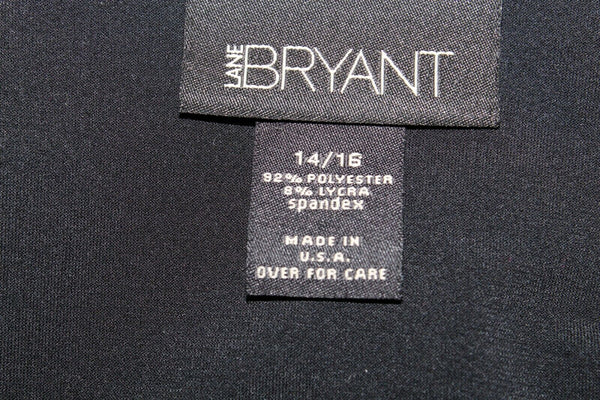 Lane Bryant Sz 14 18 Black V Neck Polyester Blend Top