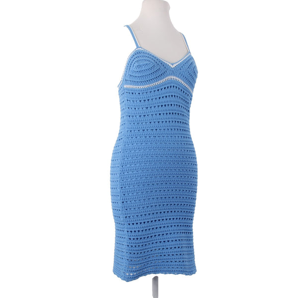 Willow & Wind Dress NEW Sz XS Blue White Open Knit Lined Cotton Acrylic Poly