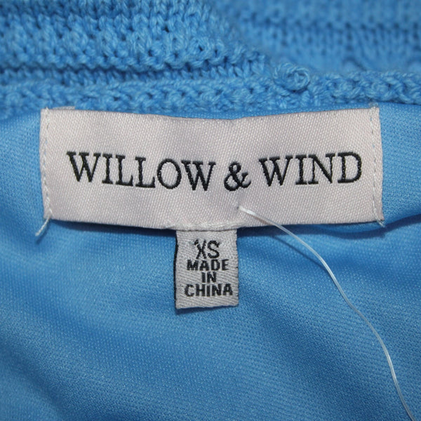 Willow & Wind Dress NEW Sz XS Blue White Open Knit Lined Cotton Acrylic Poly