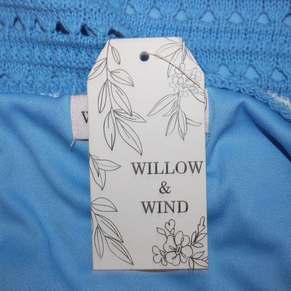 Willow & Wind Dress NEW Sz XS Blue White Open Knit Lined Cotton Acrylic Poly
