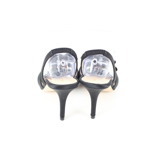 Kate Spade NEW $205 Marlena Sz 9.5 M Black Glitter Satin Upper Leather 3" Heels