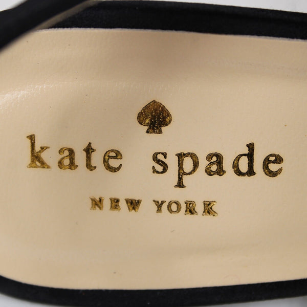 Kate Spade NEW $205 Marlena Sz 9.5 M Black Glitter Satin Upper Leather 3" Heels