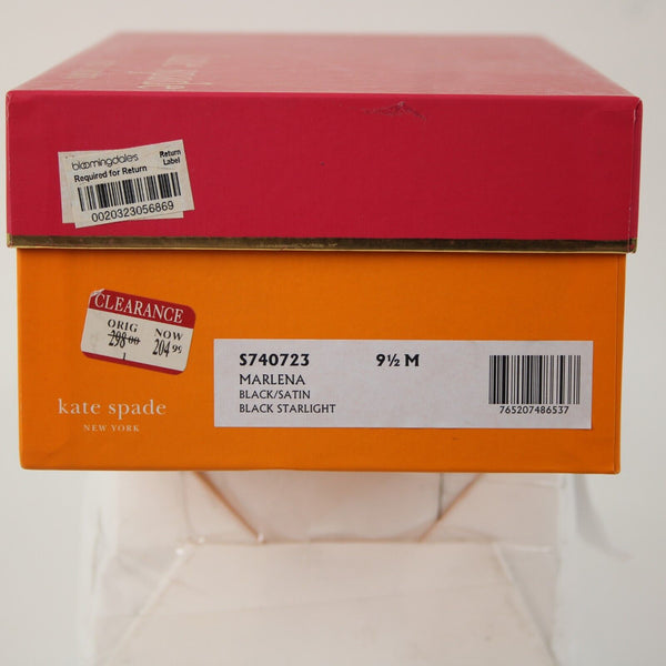 Kate Spade NEW $205 Marlena Sz 9.5 M Black Glitter Satin Upper Leather 3" Heels