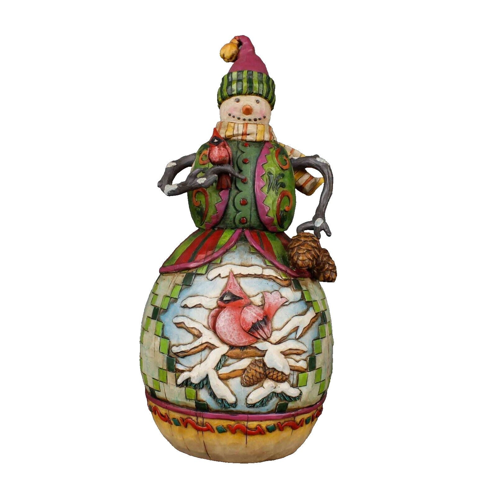Jim Shore 2005 Heartwood Creek 4002285 10" Red On Snowy White Snowman