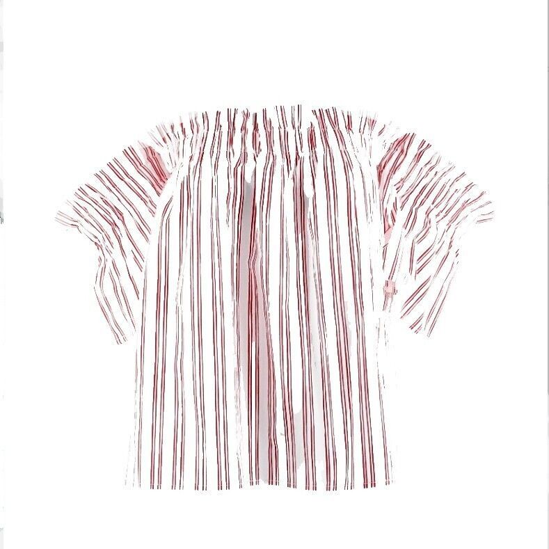 Essure NEW Sz S White Red Stripe 100% Cotton Off Shoulder Peasant Boho Top