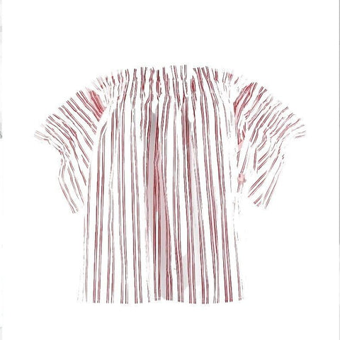 Essure NEW Sz S White Red Stripe 100% Cotton Off Shoulder Peasant Boho Top