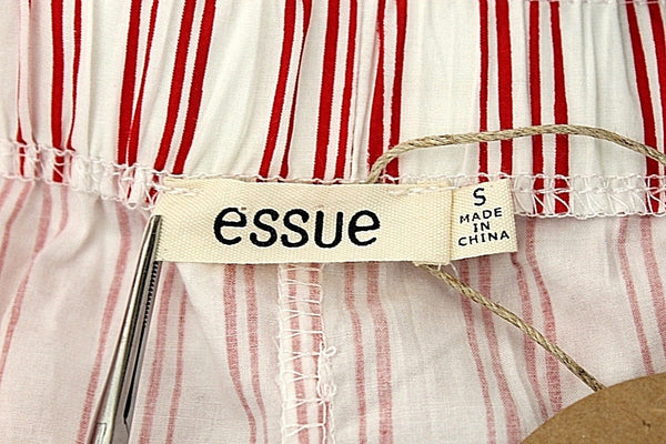 Essure NEW Sz S White Red Stripe 100% Cotton Off Shoulder Peasant Boho Top