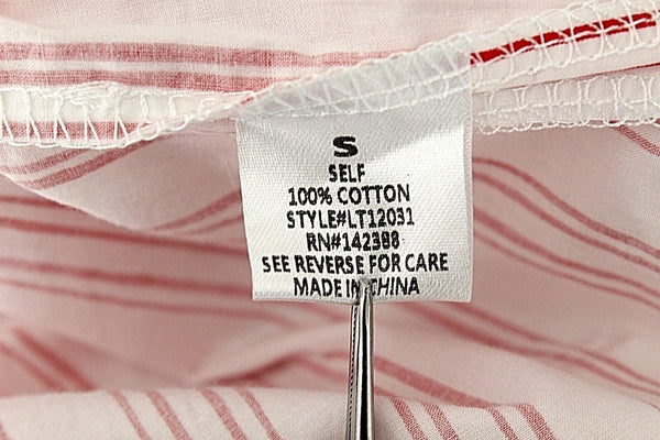 Essure NEW Sz S White Red Stripe 100% Cotton Off Shoulder Peasant Boho Top