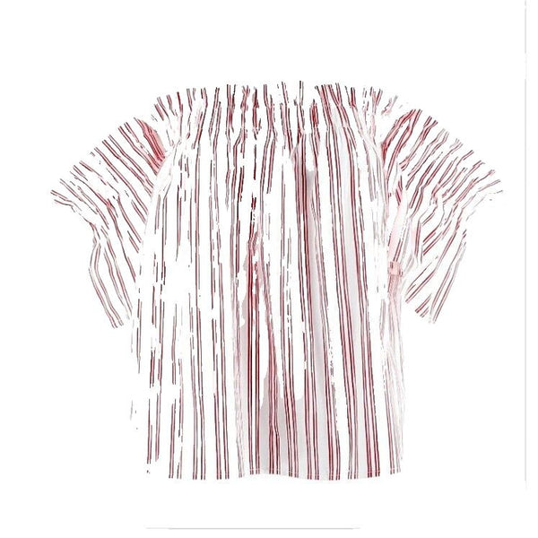 Essure NEW Sz S White Red Stripe 100% Cotton Off Shoulder Peasant Boho Top