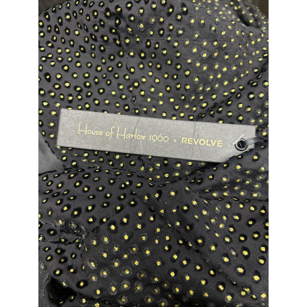 House Of Harlow Jumpsuit NEW Sz L Black Gold Black Polka Dots Nylon Jumpsuit