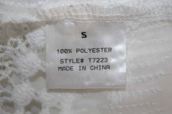Stella NEW $36 Sz S White Lace Tassel Lace Up Pullover Hi Lo 100% Poly Top