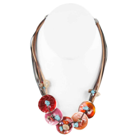 Chicos 15" Etx. 4" Multi Circle Beaded Multi Strands Lobster Closure Necklace