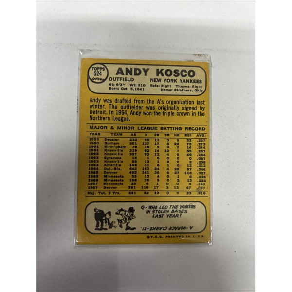 1968 Topps - High # Andy Kosco #524