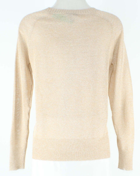 J Crew Sz XXS Tan Silver Metallic Viscose Poly Tissue Top
