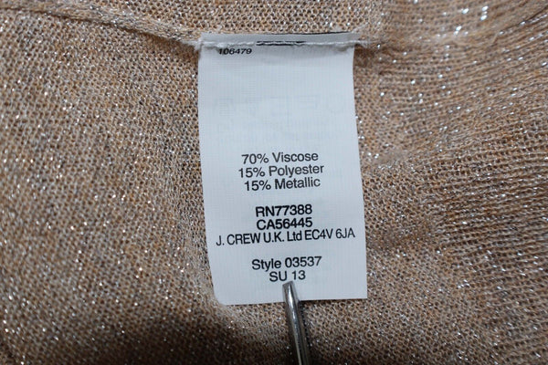 J Crew Sz XXS Tan Silver Metallic Viscose Poly Tissue Top